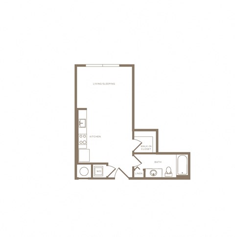 Floor plan for studio, 1 bath, 515 sqft